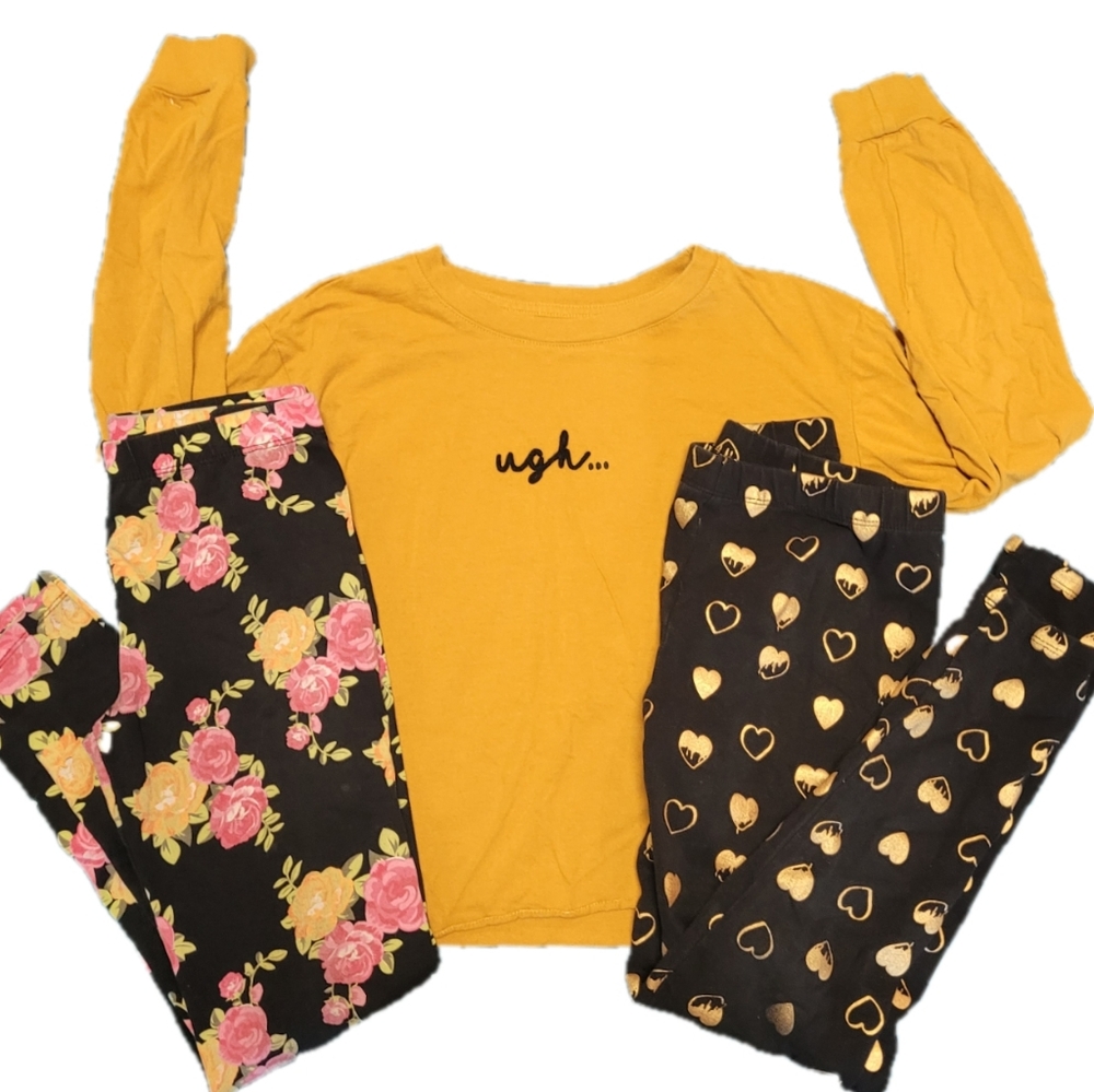 3pc Set Girl's Crop top w/2pr leggings Sz (L)10/12.